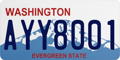 WA license plate AYY8001