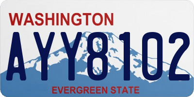 WA license plate AYY8102