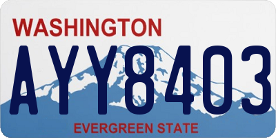 WA license plate AYY8403