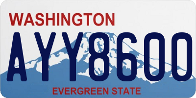 WA license plate AYY8600