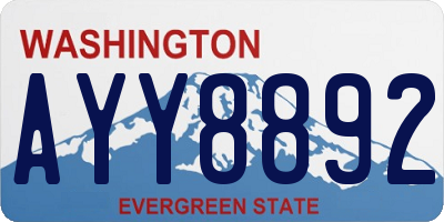 WA license plate AYY8892