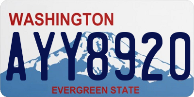 WA license plate AYY8920