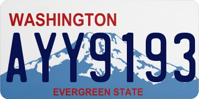 WA license plate AYY9193