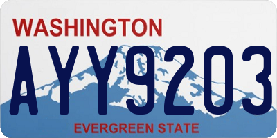 WA license plate AYY9203