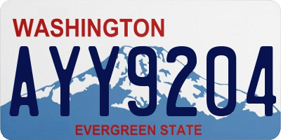 WA license plate AYY9204