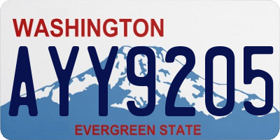 WA license plate AYY9205