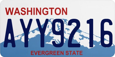 WA license plate AYY9216