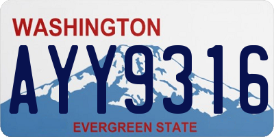 WA license plate AYY9316