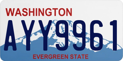 WA license plate AYY9961