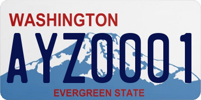 WA license plate AYZ0001