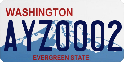 WA license plate AYZ0002