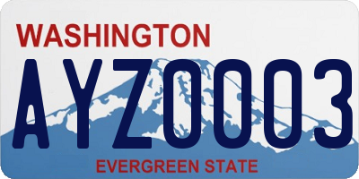 WA license plate AYZ0003