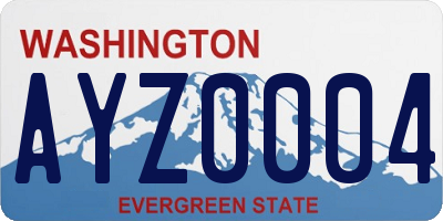 WA license plate AYZ0004