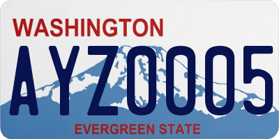 WA license plate AYZ0005