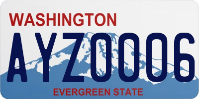 WA license plate AYZ0006