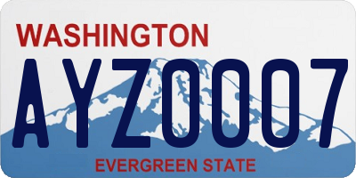 WA license plate AYZ0007