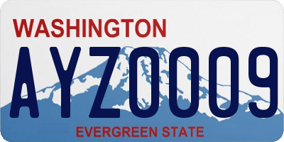 WA license plate AYZ0009