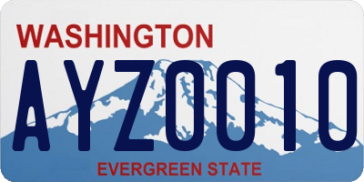 WA license plate AYZ0010