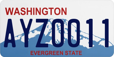 WA license plate AYZ0011