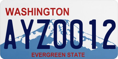 WA license plate AYZ0012