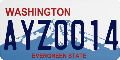 WA license plate AYZ0014