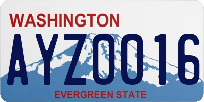 WA license plate AYZ0016