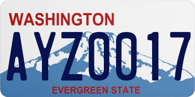 WA license plate AYZ0017