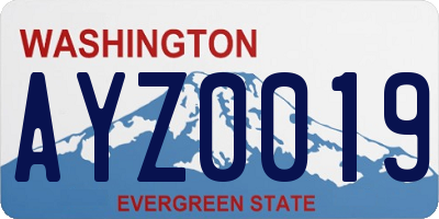 WA license plate AYZ0019