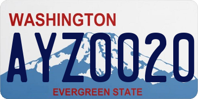 WA license plate AYZ0020