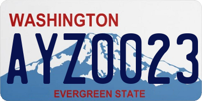 WA license plate AYZ0023