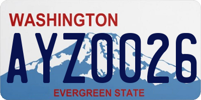 WA license plate AYZ0026