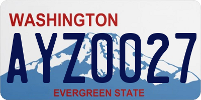 WA license plate AYZ0027