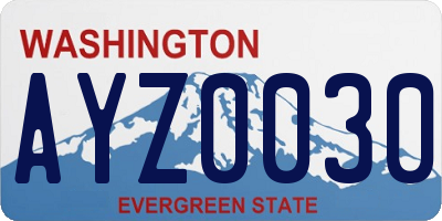 WA license plate AYZ0030