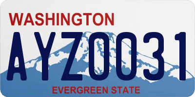 WA license plate AYZ0031