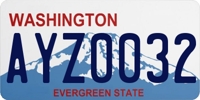 WA license plate AYZ0032