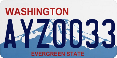 WA license plate AYZ0033