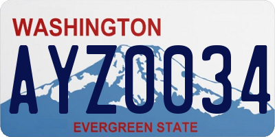 WA license plate AYZ0034