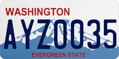 WA license plate AYZ0035