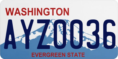 WA license plate AYZ0036