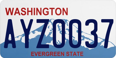 WA license plate AYZ0037