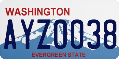 WA license plate AYZ0038