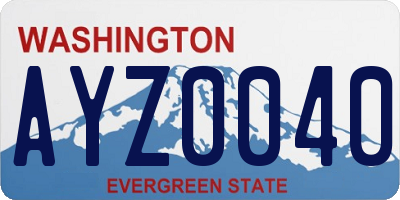 WA license plate AYZ0040