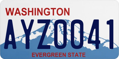 WA license plate AYZ0041