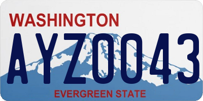 WA license plate AYZ0043