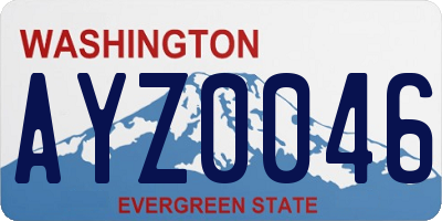 WA license plate AYZ0046