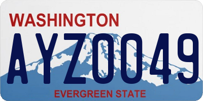 WA license plate AYZ0049