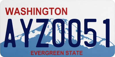 WA license plate AYZ0051