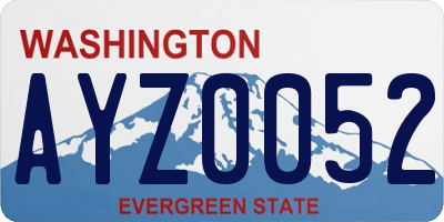 WA license plate AYZ0052