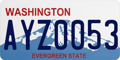 WA license plate AYZ0053