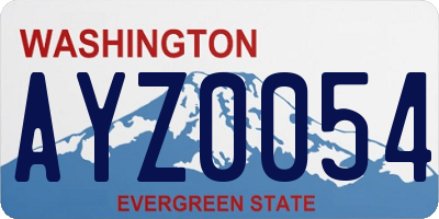 WA license plate AYZ0054